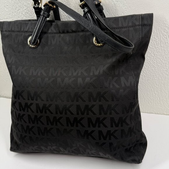 MICHAEL Michael Kors Jet Set Tote Black Monogram Nylon with Leather Straps - Picture 6 of 10